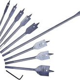 8pc Flat wood Bit set + 12" Extension